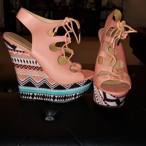 Aztec Wedge sling backs